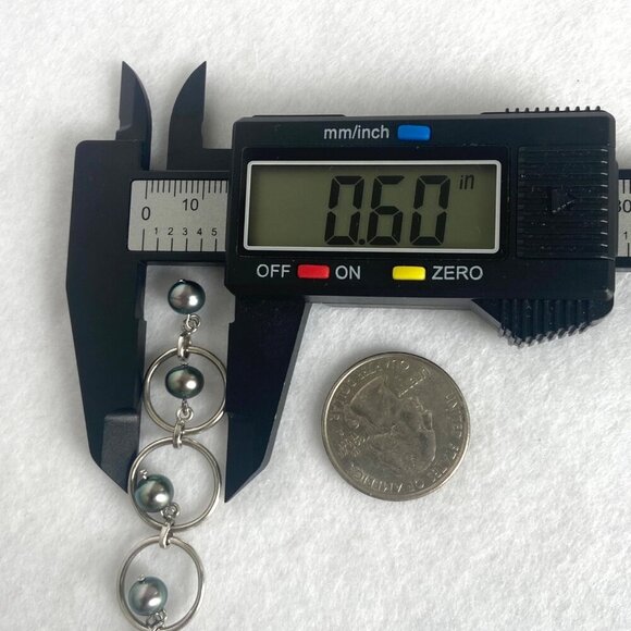 Sterling Silver 925 3" Long Round Triple Tiered Peacock Pearl Dangle Earrings - Picture 14 of 16